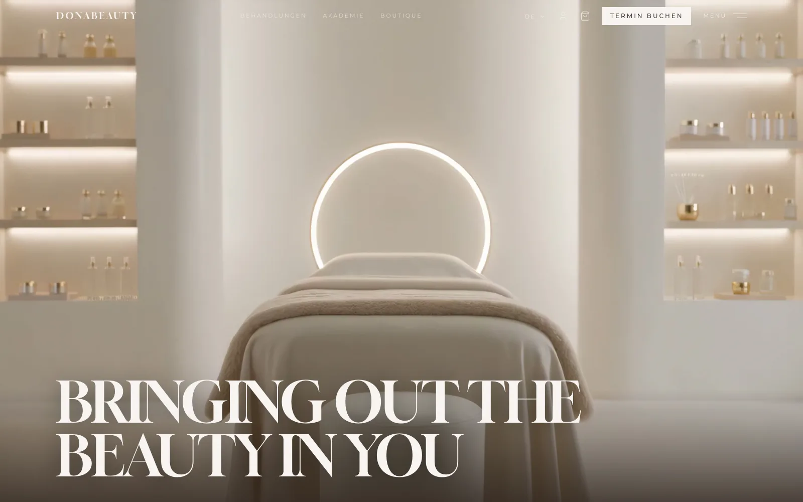 Screenshot der Website von DONABEAUTY