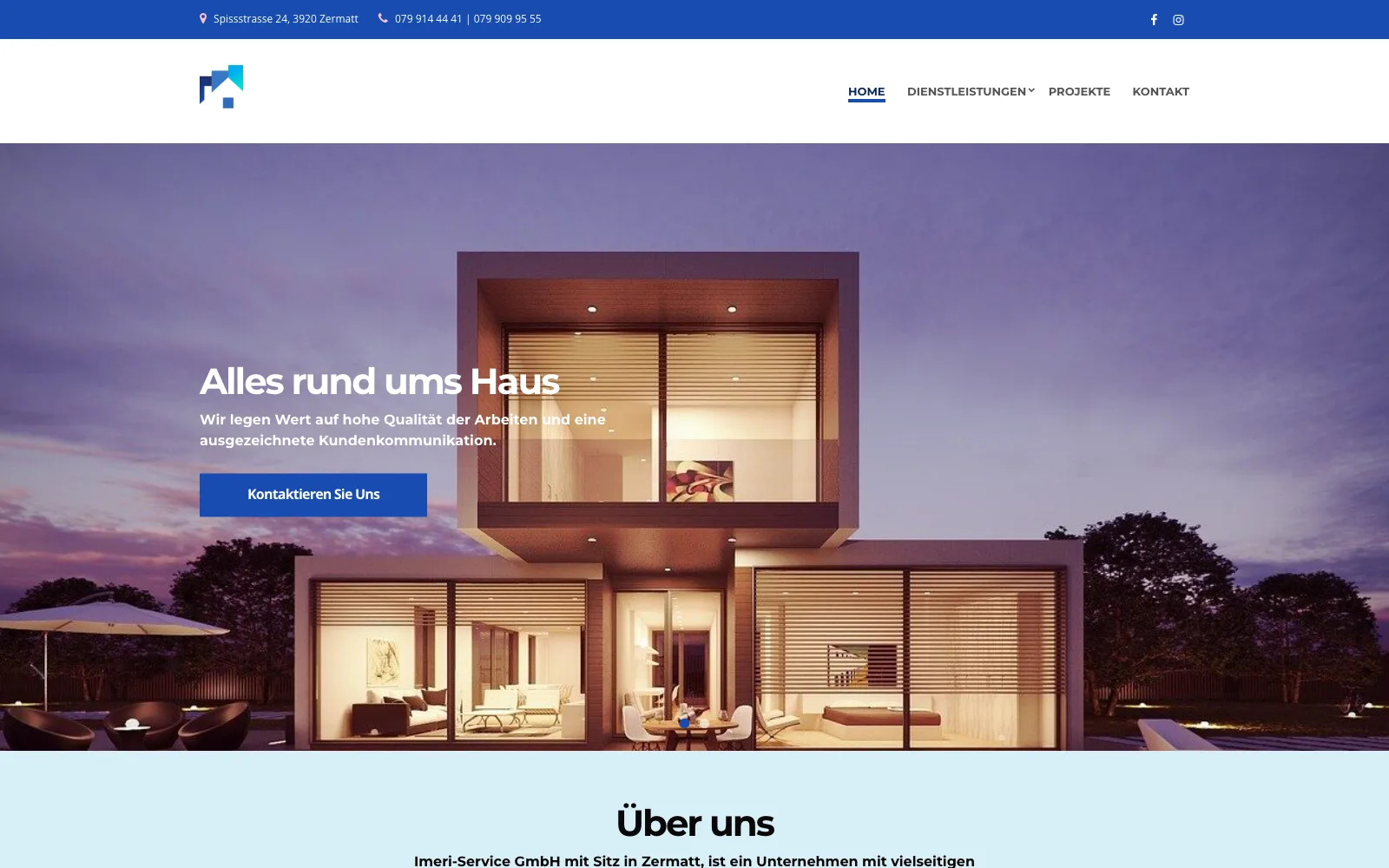 Screenshot der Website von Imeri Service