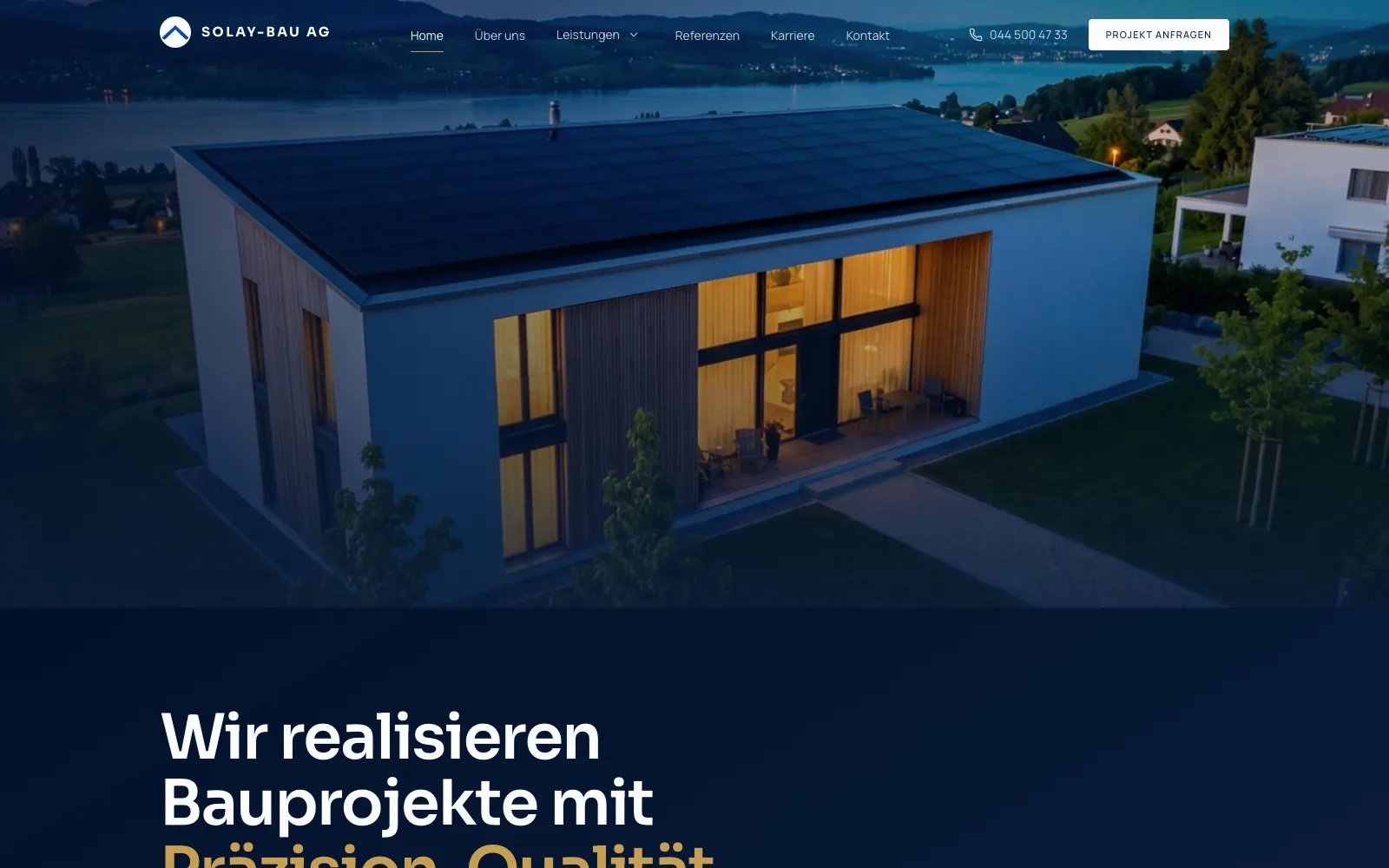 Screenshot der Website von Solay-Bau AG